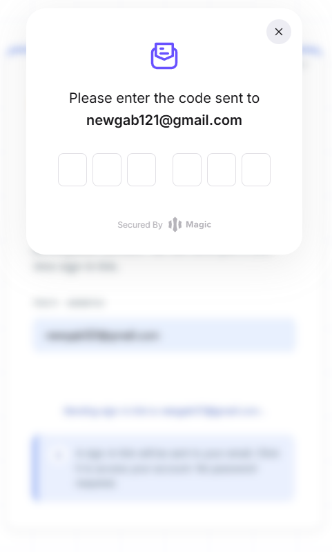 NEXT sign-in screen — verification code entry